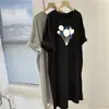 Verão Feminino Garota Cheinha Plus Size Casual Roupa Externa Fina Manga Curta Estampada Vestido Preguiçoso Comprimento Médio Solto Emagrecimento Tendência Quadril
