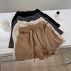Shorts de pierna ancha con cordón de lino de imitación para mujer, ropa exterior delgada, holgada, holgada, adelgazante, casual, fresca, pantalones cortos