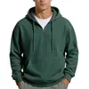 Sudadera para hombre europea y americana, sudadera con capucha casual de gofre de color liso, manga larga, media cremallera, peso pesado de Amazon