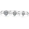 Anillo de Moissanita de 1 Quilate al por Mayor Joyería de Plata 925 Anillo con Forma de Corazón para Mujer Anillo que No se Desvanece Joyería Xin De Yi