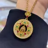 Joias Douradas Estilo Loja de Ouro, Novo Estilo Chinês Ouro Imitação Incrustado com Diamantes, Colar de Cabaça Rotatório Vazado, Joias Estilo Vintage