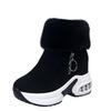 Botas de Neve Atacado Transfronteiriço Europeu e Americano para Mulheres, Novo Estilo de Inverno, Botas Curtas de Camurça com Forro de Pelúcia, Botas de Algodão Quentes e que Aumentam a Altura, Botas de Cano Curto da Moda