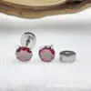 Astmf-136 Aleación de Titanio Redondo Pastel Rosca Externa Zirconia Pendientes G23 Titanio Rosca Interna Zirconia Pendientes Joyería Cabeza