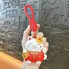 Chaveiro Pingente Criativo de Gato da Sorte em Couro Desenho Animado Presente de Ano Novo Lembrança Pingente de Bolsa Chaveiro de Carro