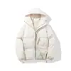 Chaqueta de Algodón para Hombre 2024 Invierno Nuevo Corte Holgado con Capucha Color Sólido Engrosada Cálida Abrigo Acolchado para Pareja