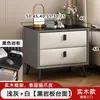 Mesita de noche de cuero, moderna y simple, para uso en el hogar, lujo ligero, pequeña, multifuncional, madera maciza, almacenamiento para dormitorio, mesita de noche, mueble de almacenamiento