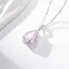 Collar de Plata de Ley S925 Corte Flor de Hielo para Mujer, Diamante Rosa, Diamante de Alto Carbono, Colgante Gota de Agua, Cadena para Clavícula Incrustada con Diamantes Completos, Artículo Popular Transfronterizo