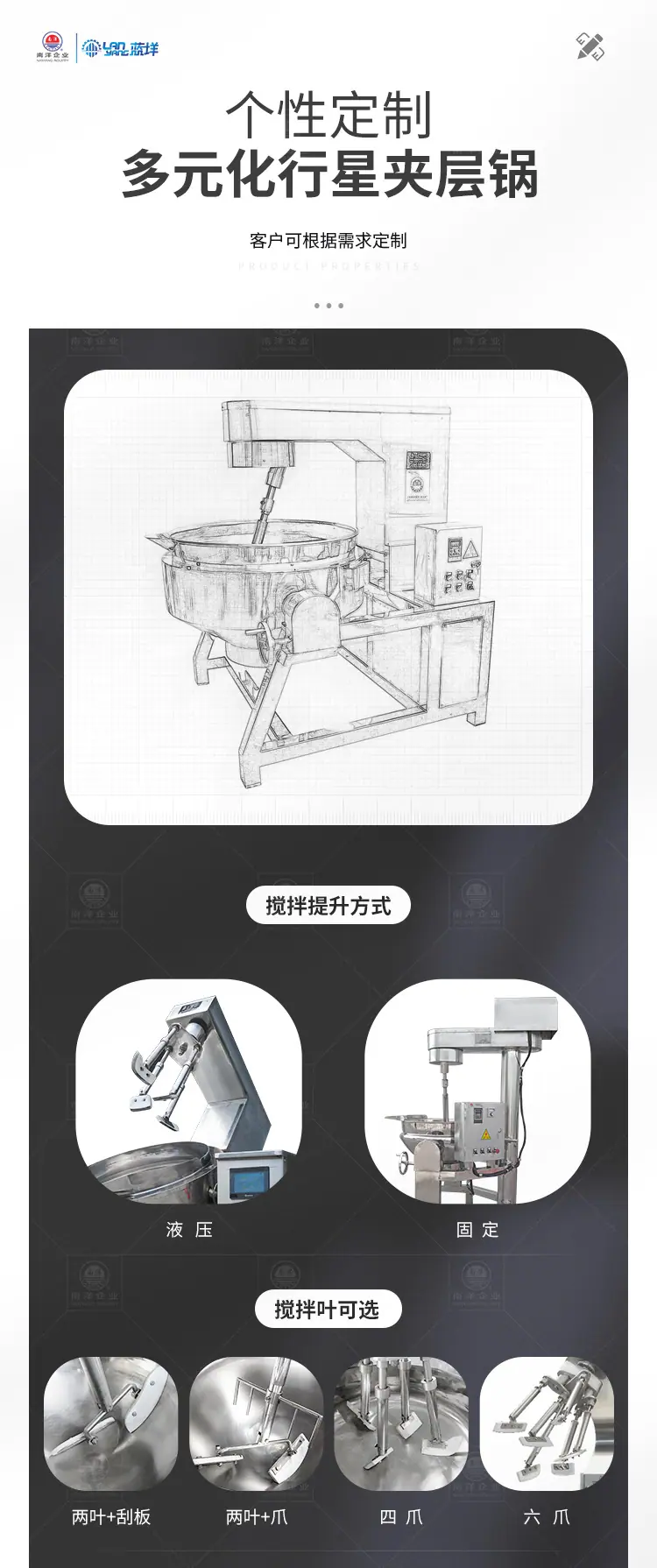 南洋夹层锅&mdash;&mdash;行星自动电磁多爪炒锅、