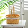 Xyt embalagem de presente para mãos cesta de flores pequena de bambu tecida à mão cesta de armazenamento de vime vaso de flores portátil arranjo floral fresco