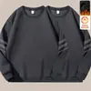 Moletom masculino com forro de fleece para outono e inverno, corte solto, gola redonda, sem capuz, manga longa, peça versátil