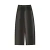 Calça larga e moderna de corte curvo para mulheres, novo modelo outono 2026, design de cintura alta, calça longa casual solta com bom caimento