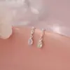 Pendientes de Plata Pura S999 Qianjia con Zirconia Personalizada en Forma de Gota de Agua para Mujer, Pendientes de Zirconia Súper Brillantes Simples y Versátiles, Clavos para Cartílago de la Oreja para Entrega