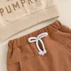 Comércio Exterior Halloween Outono Novo Casual Meninos Carta Estampa de Abóbora Gola Redonda Manga Longa Moletom Conjunto de Duas Peças