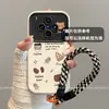 Adecuado para funda de teléfono móvil Vivox300S, estilo coreano ins de alta gama, diseño simple X300 con cordón, anticaída, oso galleta de café