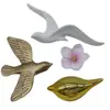 Nova moda criativa flor e pássaro acessórios de pintura decorativa resina pequena flor pássaro gaivota relevo tridimensional artesanato decoração de parede