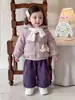 Conjunto de Chaqueta de Plumas para Niña Bebé Abrigo Elegante con Capucha Prenda Base de Punto Versátil Pantalones Rectos Ropa de Invierno para Niños