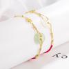 2022 Benmingnian Jade Buckle Red Rope Bracelet Inlaid Jade Money Bracelet Light Luxury High-end Retro Sense