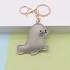 Decoración Colgante de Foca de Peluche de Cuero Estampado Lindo, Accesorio 3D de Cuero Relleno para Coche y Bolso
