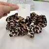 Goma para el pelo con lazo y estampado de leopardo retro para mujer, estilo coreano, ligera y esponjosa, versátil para el uso diario, liga para el pelo, accesorio para el pelo