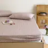 Sábana bajera individual de doble capa de gasa de algodón 100% estampada estilo coreano, algodón puro, fresca y sencilla, protector de colchón, ropa de cama