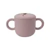 Taza de Silicona para Snacks Infantil Transfronteriza con Doble Asa, Asa, Popote Recto Curvo, Anticaídas, Suave, Taza de Agua Creativa, Taza con Popote