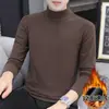 Al por mayor otoño e invierno forro polar de doble cara cuello medio-alto tejido base para hombre, ropa interior interior cálida engrosada, camiseta de manga larga