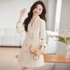 Traje Rosa Albaricoque Transfronterizo Vestido Cruzado para Mujer Primavera Nuevo Estilo Petite de Gama Alta Temperamento Profesional Cintura