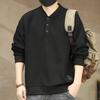 Sudadera Pesada Retro Americana con Cuello Henry para Hombre de 350g, Top Holgado de Cuello Redondo para Otoño, Chaqueta Casual para Hombre