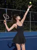 Falda Pantalón de Tenis Sexy de una Pieza sin Espalda para Mujer con Forro Antiexposición, Falda Corta Deportiva de Yoga Fitness