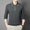 Camisa Polo com Zíper e Gola Manga Longa Logo Personalizado Camiseta de Negócios Elegante Roupa de Trabalho Camisa Cultural Roupa de Trabalho Bordada