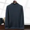 Suéter masculino de cashmere com gola alta meia, cor sólida, malha business casual, corte solto, luxo leve, espessado, quente, suéter para usar como base