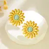 Brincos de Flor de Topázio Rosa Mais Vendidos Transfronteiriços para Mulheres, Brincos de Crisântemo e Margarida de Pedra Olho de Gato Colorido Venda Direta da Fábrica