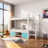 Cama de Hierro Forjado, Escritorio y Armario Combinados Yifanmei para Residencias Universitarias, Dormitorios de Estudiantes y Personal, con Escaleras Seguras para Entrar y Salir