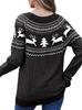 Suéter de Natal Europeu e Americano Cruzado Outono e Inverno Comércio Exterior para Mulheres, Tricô Solto Jacquard Gola Redonda Versátil Casual Pulôver