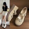 Zapatillas de Media Caña Baotou para Mujer Zapatos Mula de Mezclilla 2024 Nuevo Calzado de Exterior Suela Gruesa Plataforma Pequeña Verano Mary Jane