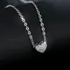 Bestseller internacional: Colar de corrente para clavícula em formato de coração com diamantes completos, pingente de coração pequeno de zircônia banhado a prata