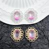 Nuevo colgante de aleación de diamante adhesivo ovalado con encaje hueco galvanizado, cosido a mano, pendientes de diamantes, accesorios para collar