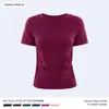 Top de Yoga Slimming com Pregas Laterais que Afinam a Cintura para Mulheres, Camiseta de Gola Redonda de Secagem Rápida, Roupa para Corrida, Treinamento e Fitness, Manga Curta Fina