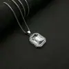 Explosões Transfronteiriças Europeias e Americanas Hip-hop HIPHOP Joias Aço Titânio Banhado a Ouro Diamante Pingente Retangular de Pedra Preciosa