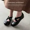 Zapatos Retro de Punta Redonda de Cuero Suave sin Cordones con Aumento Oculto de Altura, Zapatos Casuales Negros de Cuero con Tira Cruzada para Mujer, Versátiles y Cómodos