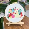 Casa de animales del bosque, linda casa de cuento de hadas, bolsa de material de bricolaje bordada a mano, pintura pequeña creativa tridimensional para niños