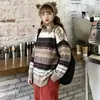 Suéter de punto para mujer con cuello redondo, nuevo estilo otoño/invierno, diseño coreano de corte holgado, estilo retro de Hong Kong, prenda exterior de manga larga, moderno y versátil, talla única