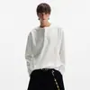 Camiseta texturizada de fábrica transfronteriza para hombres y mujeres, estilo americano de otoño, corte limpio, cuello Henry, manga larga, camiseta básica