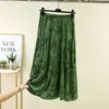 Nova saia de bolo de verão para mulheres, feita de seda de algodão, moderna e que rejuvenesce, fina, solta, casual, versátil, saia longa que emagrece