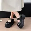 Mocassins Mary Jane Step-on 2026 Estilo Novo de Primavera Altura 7cm Plataforma de Solado Grosso Aumento de Altura Mocassins com Aumento de Altura para Mulheres Baixas