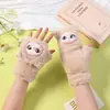 Guantes de Felpa Cálidos de Doble Capa con Forro Polar Engrosados para Ciclismo, Dedos Descubiertos con Solapa, de Dibujos Animados Lindos para Estudiantes, Niñas, Otoño e Invierno