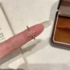 Nuevo Anillo de Oro Estilo Coreano Círculo Delgado Gota de Agua Copo de Nieve Circonita para Mujer, Anillo Abierto Versátil de Moda de Gama Alta de Nicho para Mujer