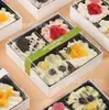 Caja de Embalaje de Plástico Transparente con Tapa, Caja de Frutas de Cuatro Compartimentos y Cuatro Piezas, Caja de Embalaje para Fruta Fresca Cortada, Cuadrada Desechable