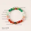 Pulsera de un solo bucle que trae fortuna con ágata, piedra ojo de tigre, piedra de uva, fluorita verde, accesorios de aguamarina, diseño de estilo vintage