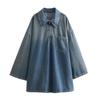 AliExpress Comércio Exterior 2024 Primavera e Verão Novo Feminino Simples Moda All-match Estilo Lapela Solto Vestido Jeans